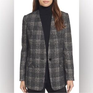 Halogen Glen Plaid One Button Wool Blend Blazer